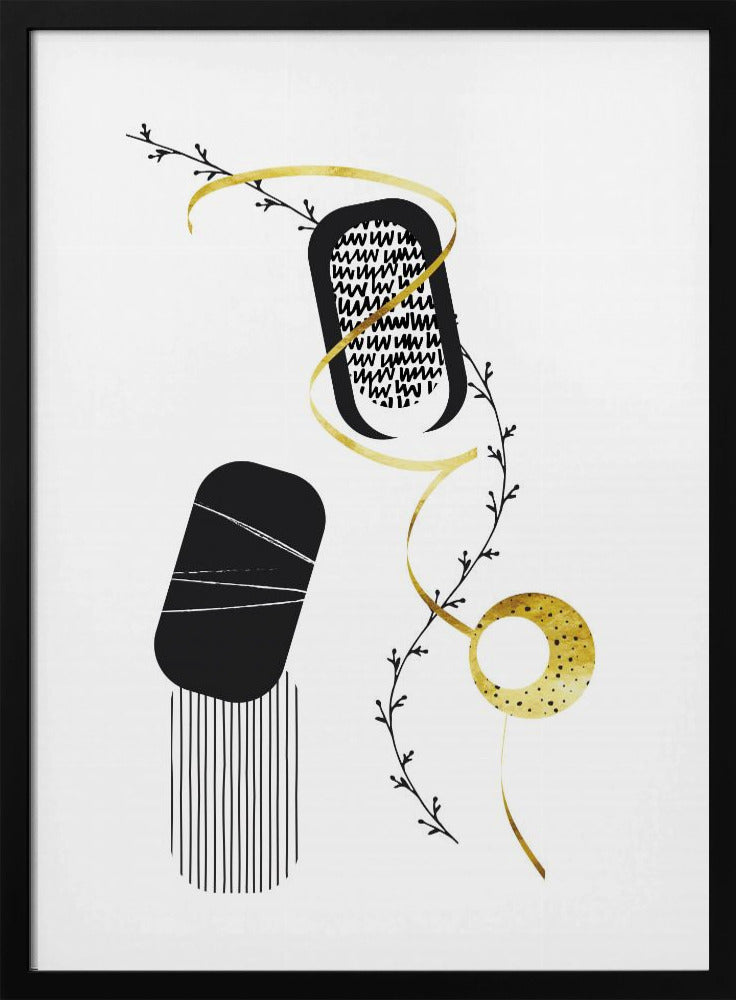 Black & White Abstract No. 1 | gold Poster